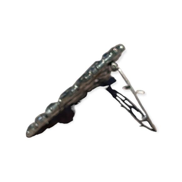 Vintage Streetwear Scarf Holder Silver Tone Clear Glass Cut - Picture 3 of 5